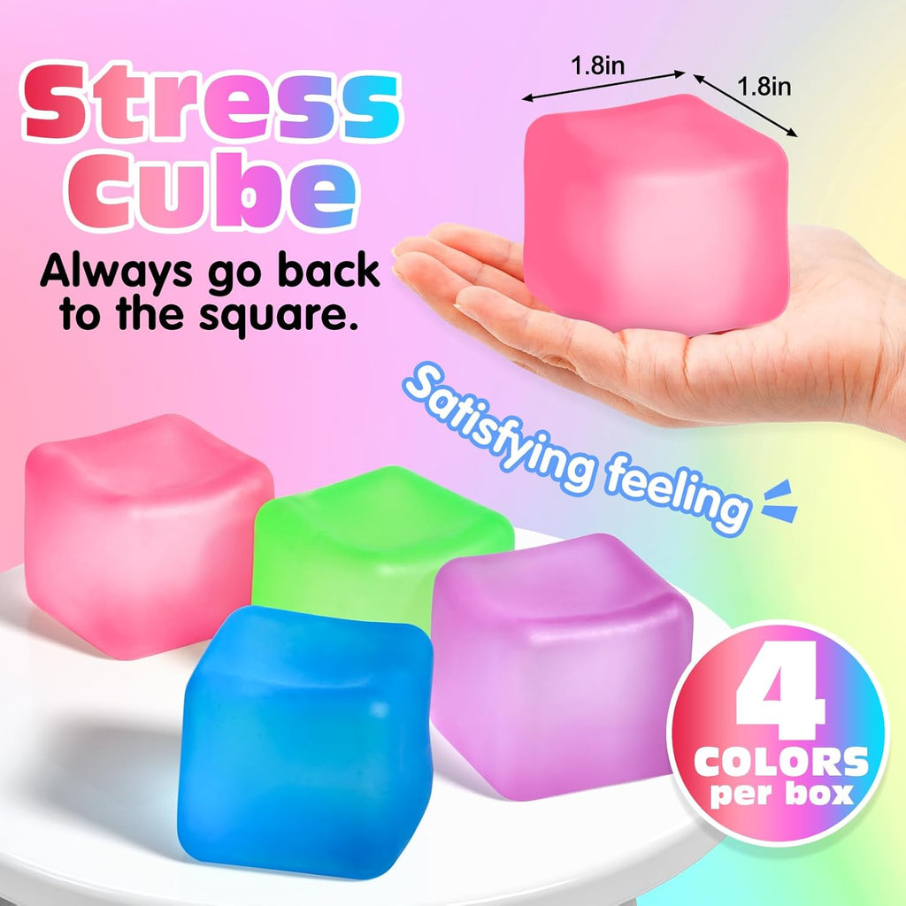 4 Pack Stress Cube – Slow Rising Squishy Fidget Toy