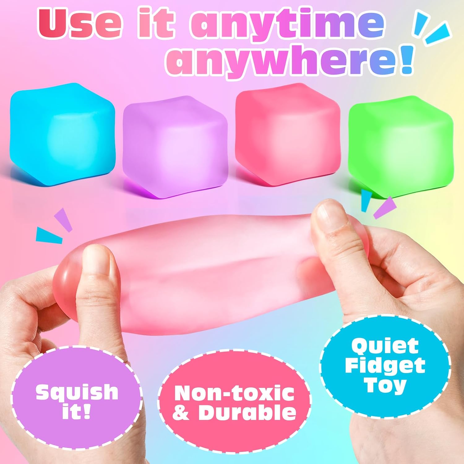 4 Pack Stress Cube – Slow Rising Squishy Fidget Toy